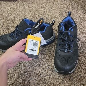 Womens SteelToe Steel Toe SlipSafe Slip Safe Work Boots Black and Blue Shoes